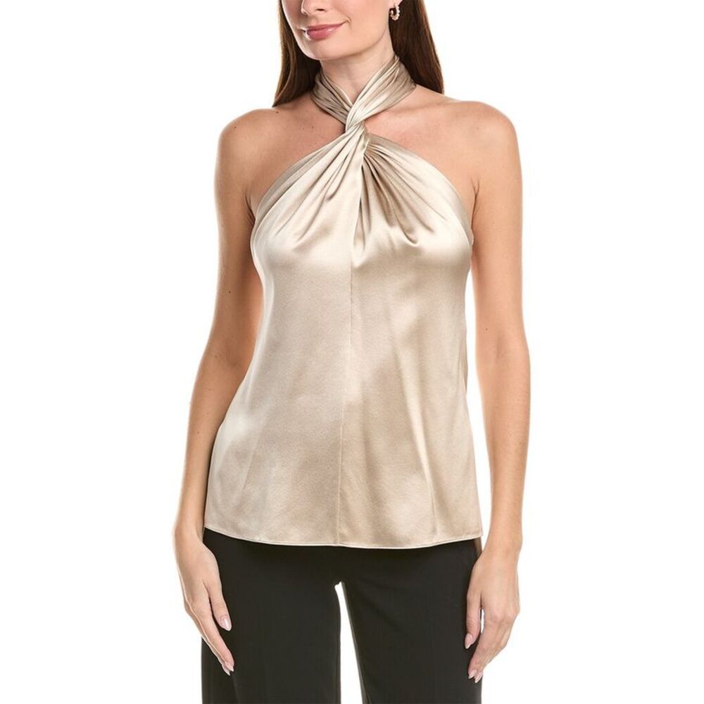 Adam Lippes Womens Thalia Silk Top, Grey